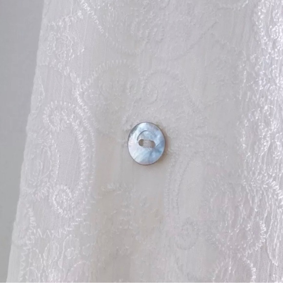 Anthropologie Meadow Rue Blouse White Button Down Lace Embroider Blouse Size Med - Picture 9 of 10